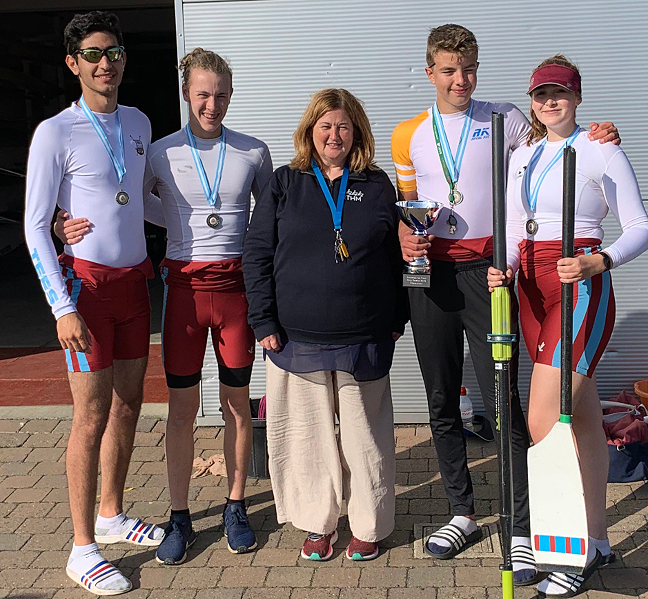 Pictured with the winners of the City Games Sprint Quad Event - Mazyar Amini, Ben Summers, Lewis Henson and Isabel Heal 