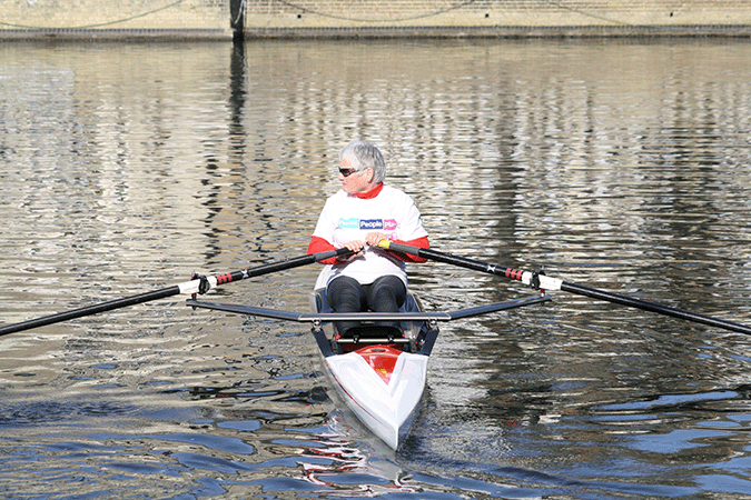 recreational rower in a stable scull